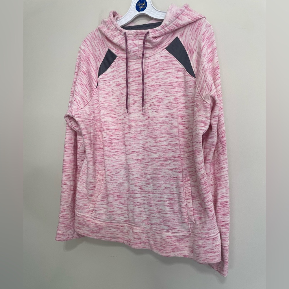 tek gear Pink Heathered Pullover Hoodie with Dark Gray Accents‎ ~ Size XL